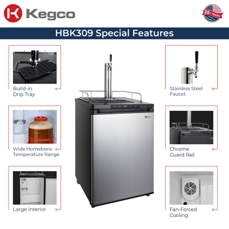 Kegco 24" Wide Homebrew Single Tap Stainless Steel Digital Kegerator