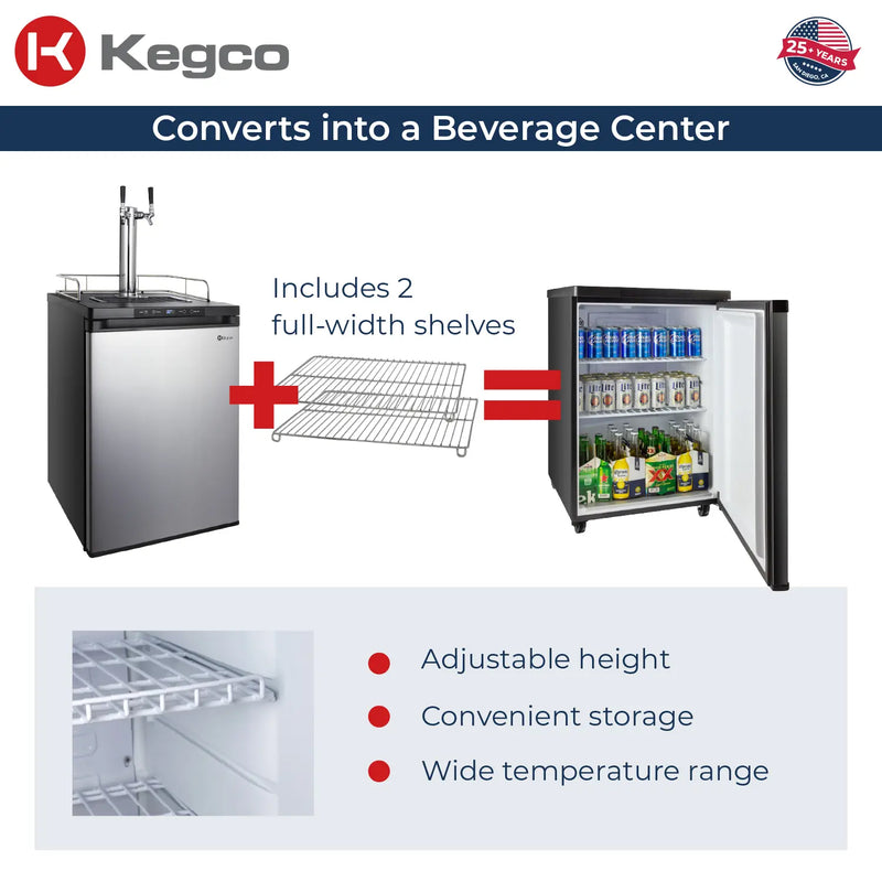 Kegco 24" Wide Homebrew Dual Tap Stainless Steel Digital Kegerator