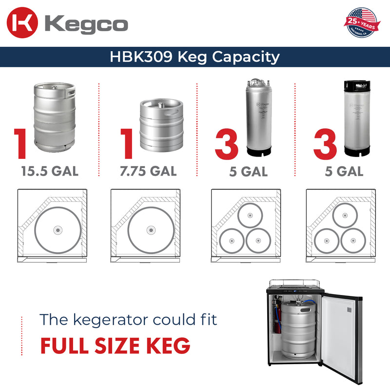 Kegco 24" Wide Homebrew Dual Tap Stainless Steel Digital Kegerator