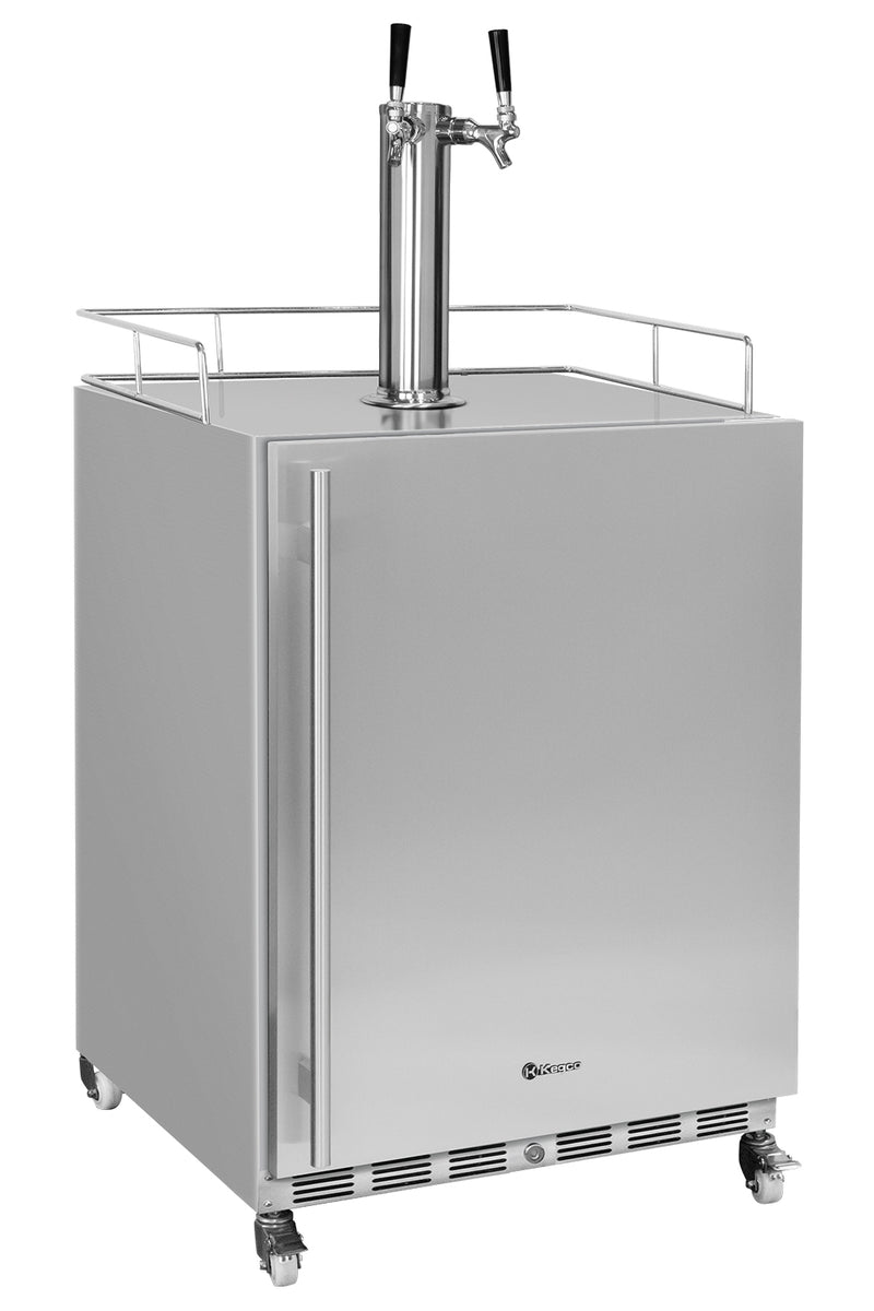 Kegco 24" Wide Outdoor Homebrew Dual Tap All Stainless Steel Built-In Right Hinge Kegerator