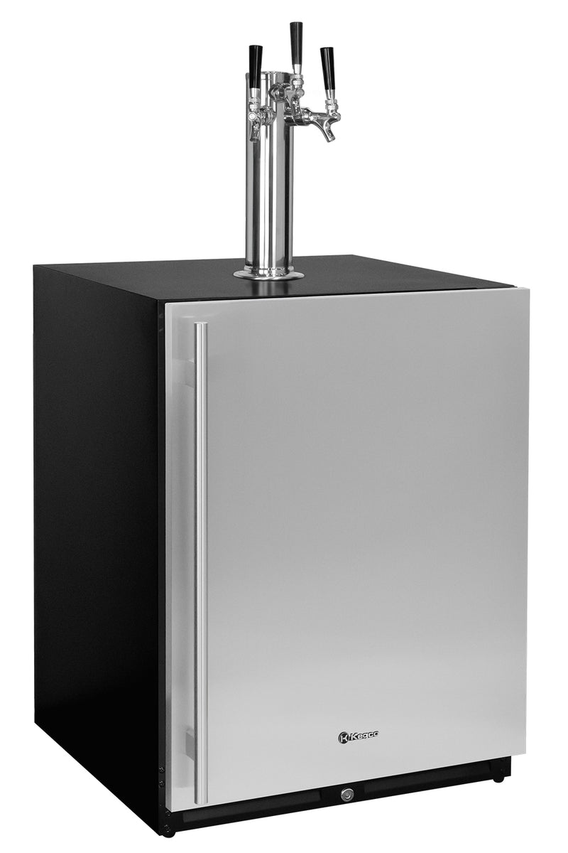 Kegco 24" Wide Homebrew Triple Tap Stainless Steel Built-In Right Hinge Kegerator