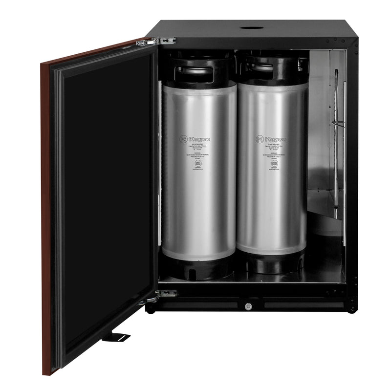 Kegco 24" Wide Homebrew Dual Tap Panel Ready Overlay Commercial Built-In Left Hinge Kegerator