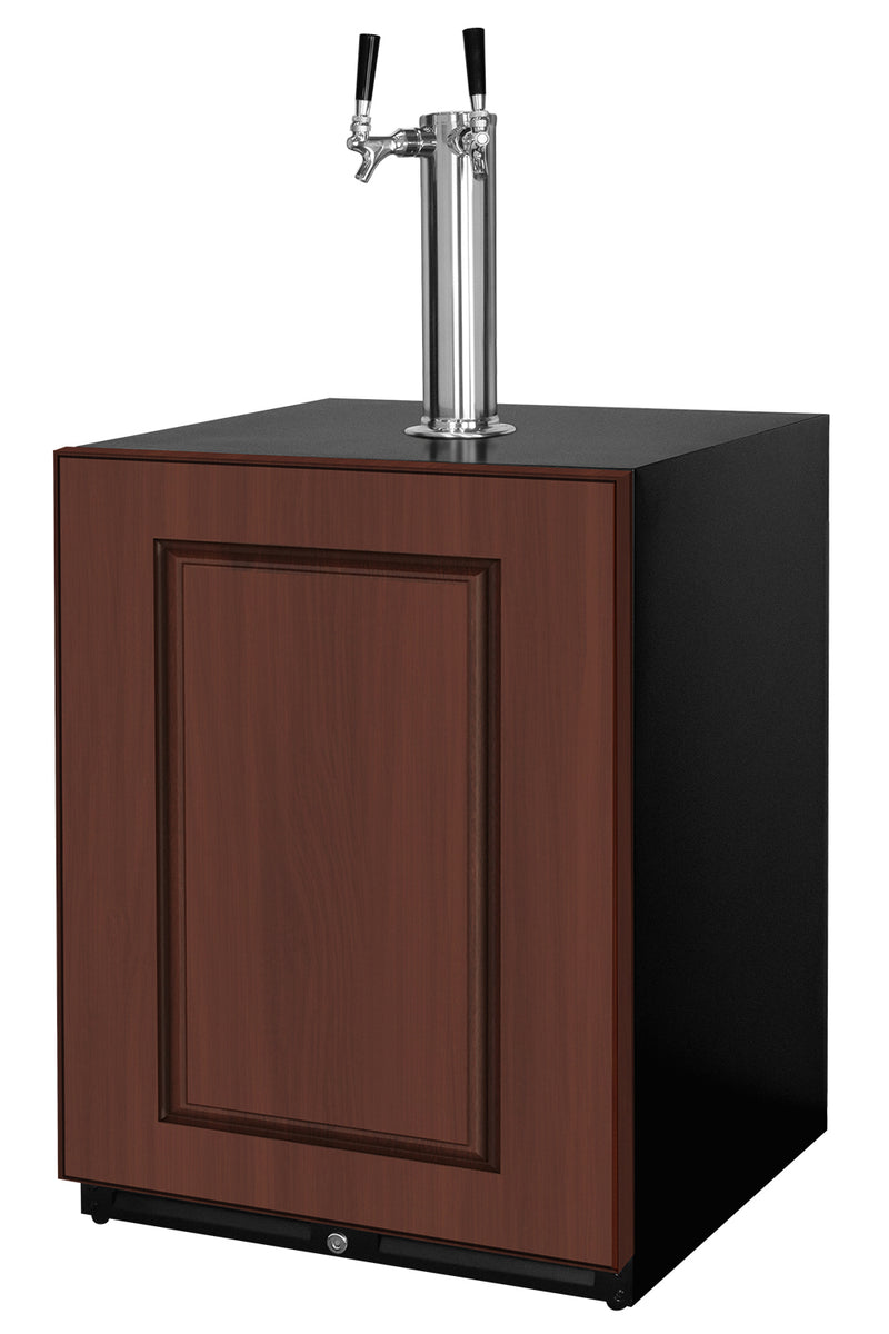 Kegco 24" Wide Homebrew Dual Tap Panel Ready Overlay Commercial Built-In Left Hinge Kegerator