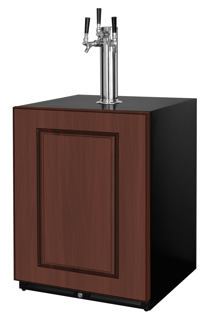 Kegco 24" Wide Homebrew Triple Tap Panel Ready Overlay Commercial Built-In Left Hinge Kegerator