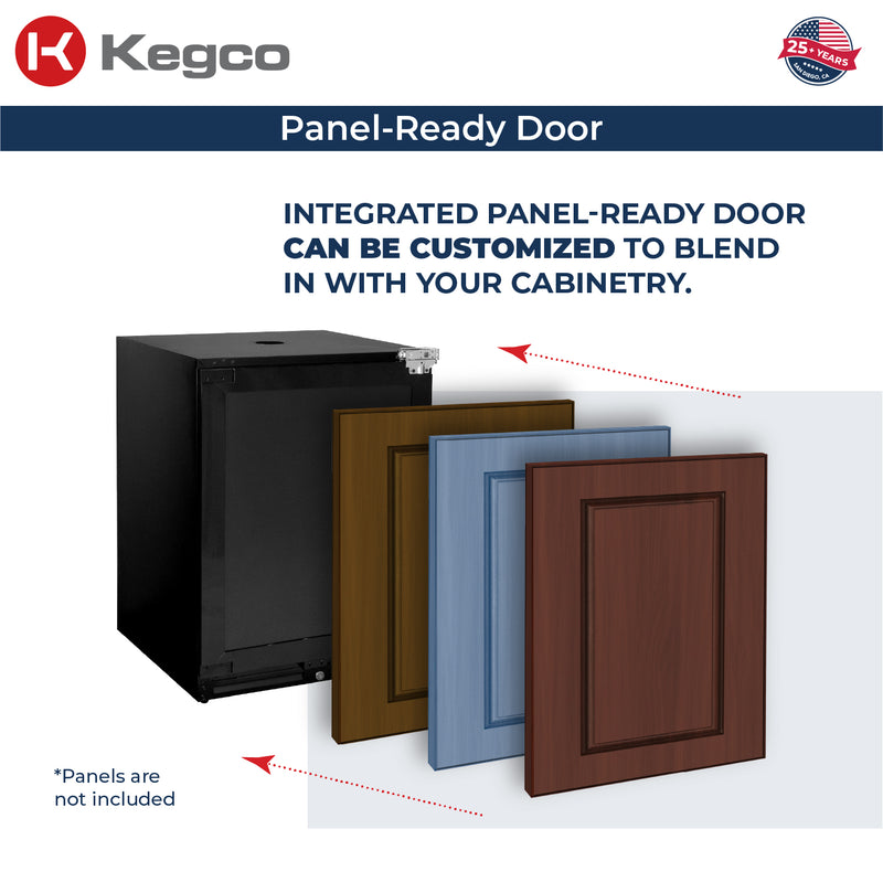 Kegco 24" Wide Homebrew Triple Tap Panel Ready Overlay Commercial Built-In Left Hinge Kegerator