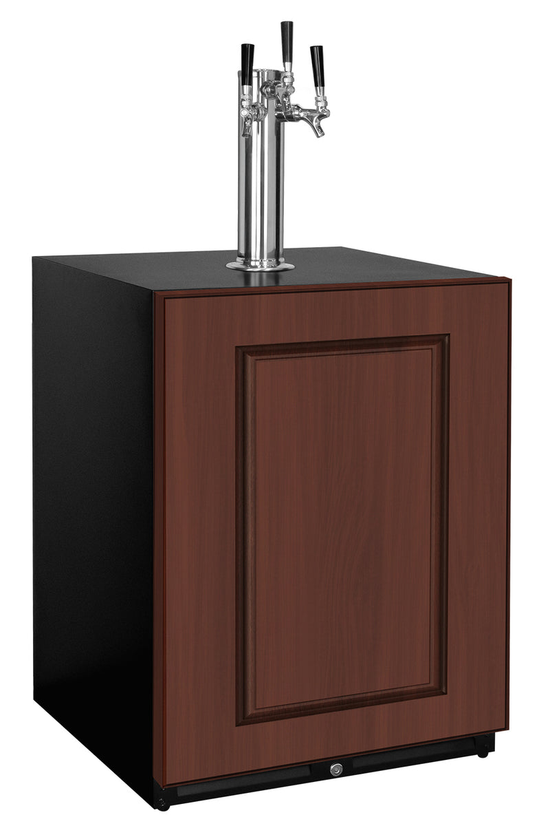 Kegco 24" Wide Homebrew Triple Tap Panel Ready Overlay Commercial Built-In Right Hinge Kegerator