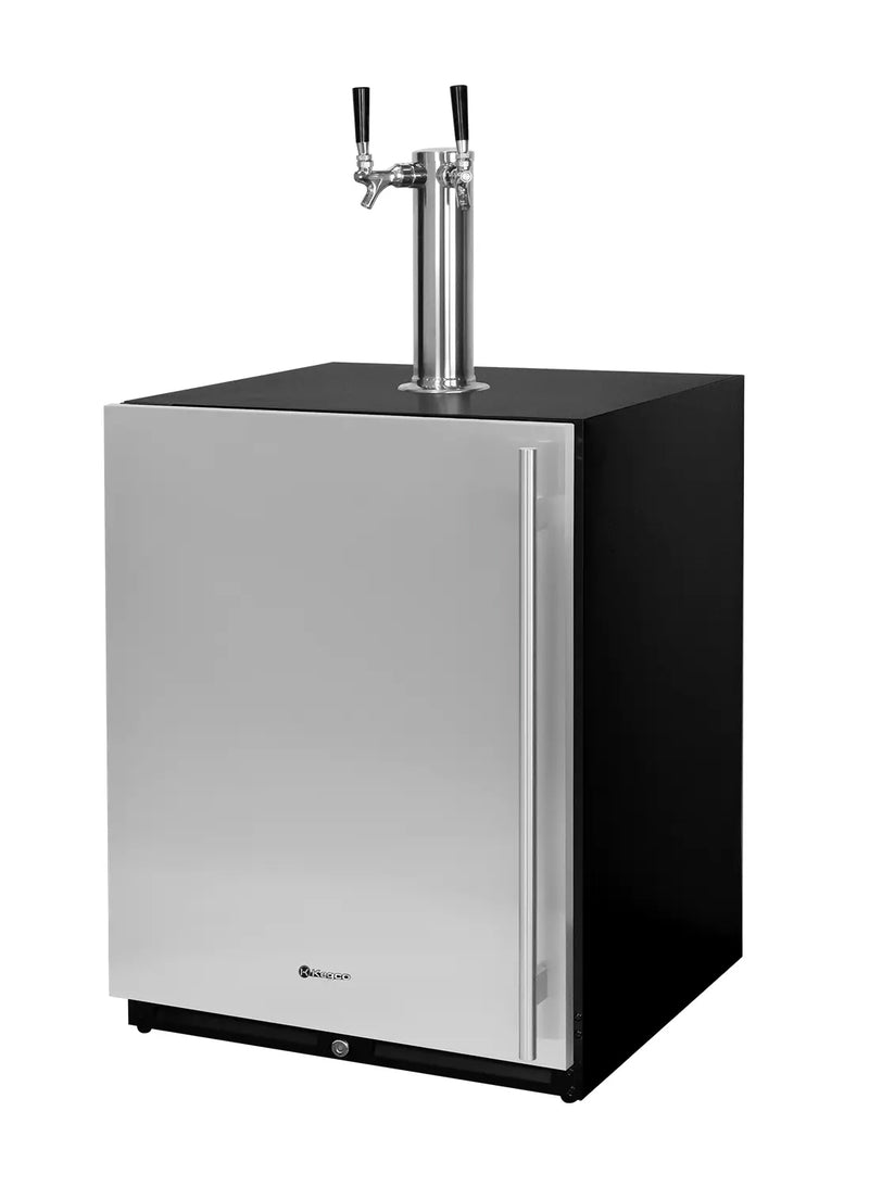 Kegco 24" Wide Dual Tap Stainless Steel Built-In Left Hinge ADA Homebrew Kegerator