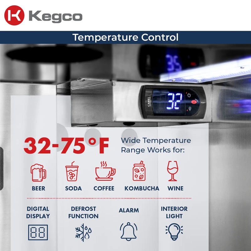 Kegco 24" Wide Triple Tap Stainless Steel Built-In Left Hinge ADA Homebrew Kegerator