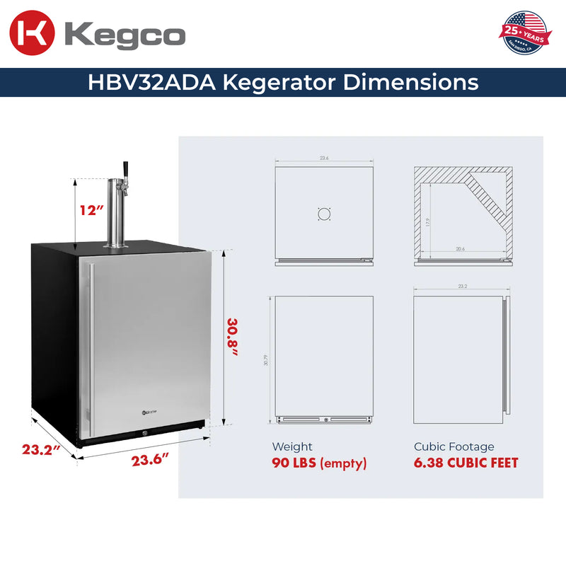 Kegco HBV32ADABSR-1 Dimensions