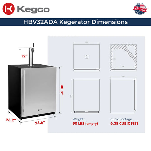 Kegco HBV32ADABSR-1 Dimensions