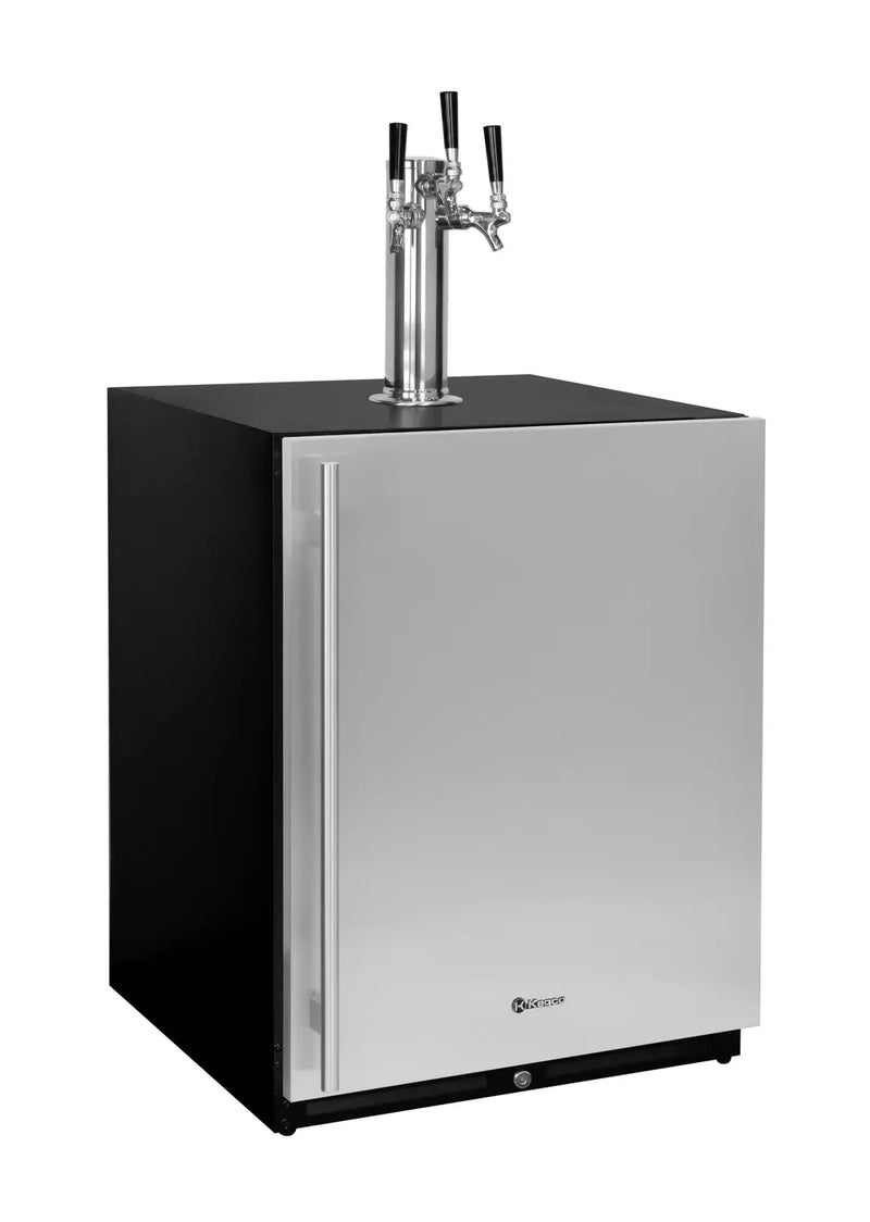 Kegco 24" Wide Triple Tap Stainless Steel Built-In Right Hinge ADA Homebrew Kegerator