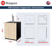 Kegco HBV32ADAPRL-1 kegerator dimensions