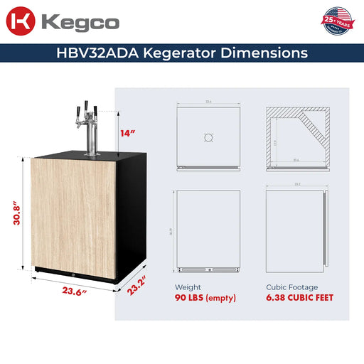 Kegco ADA homebrew kegerator dimensions