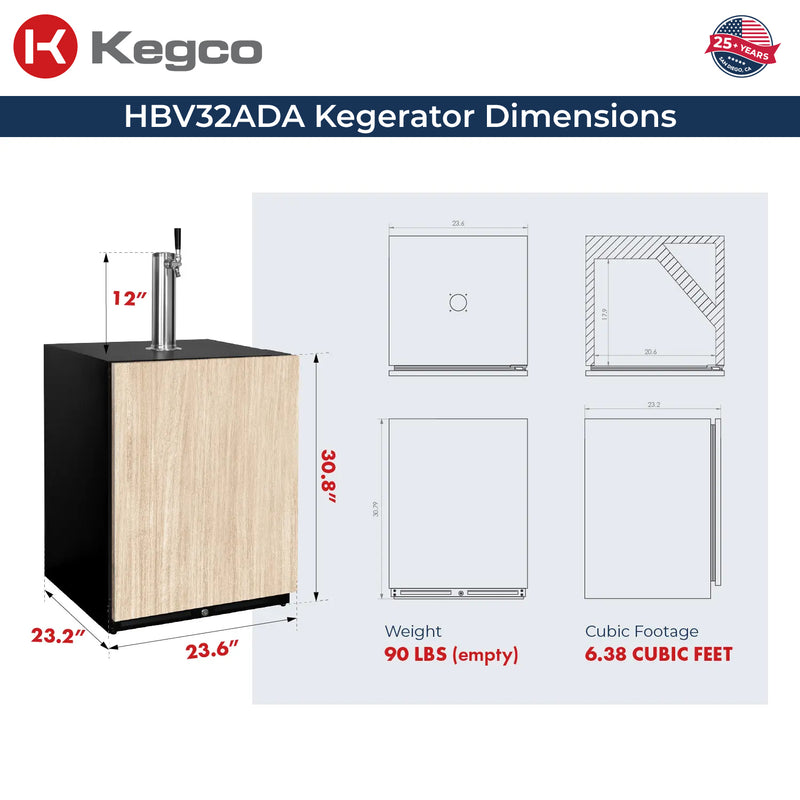 Kegco ADA kegerator dimensions
