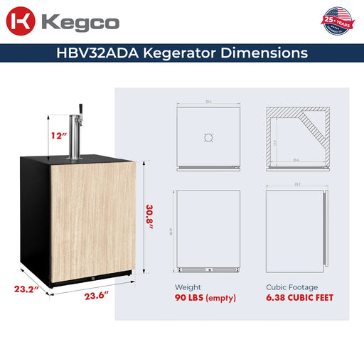 Kegco ADA kegerator dimensions