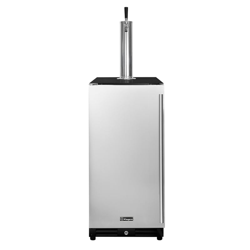 Kegco 15" Wide Undercounter Homebrew Stainless Steel Door Built-In Left Hinge Kegerator