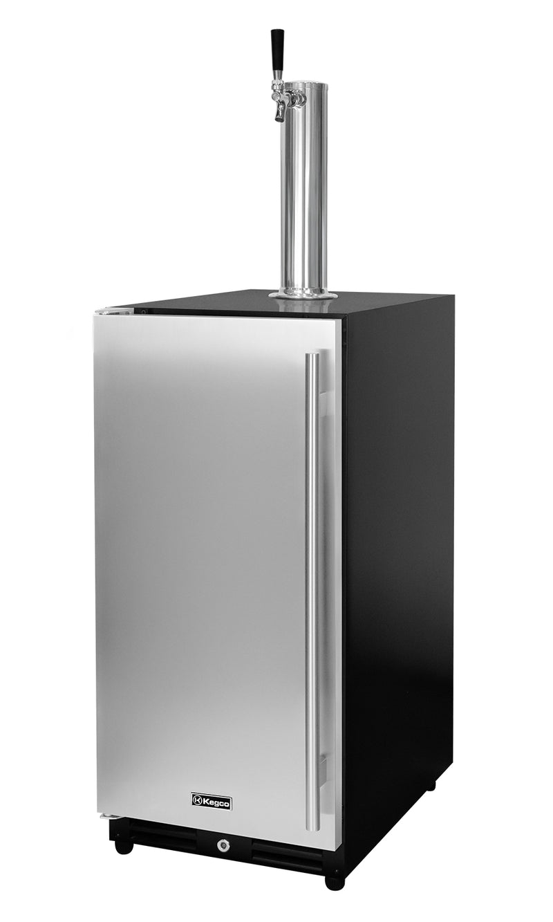Kegco 15" Wide Undercounter Homebrew Stainless Steel Door Built-In Left Hinge Kegerator