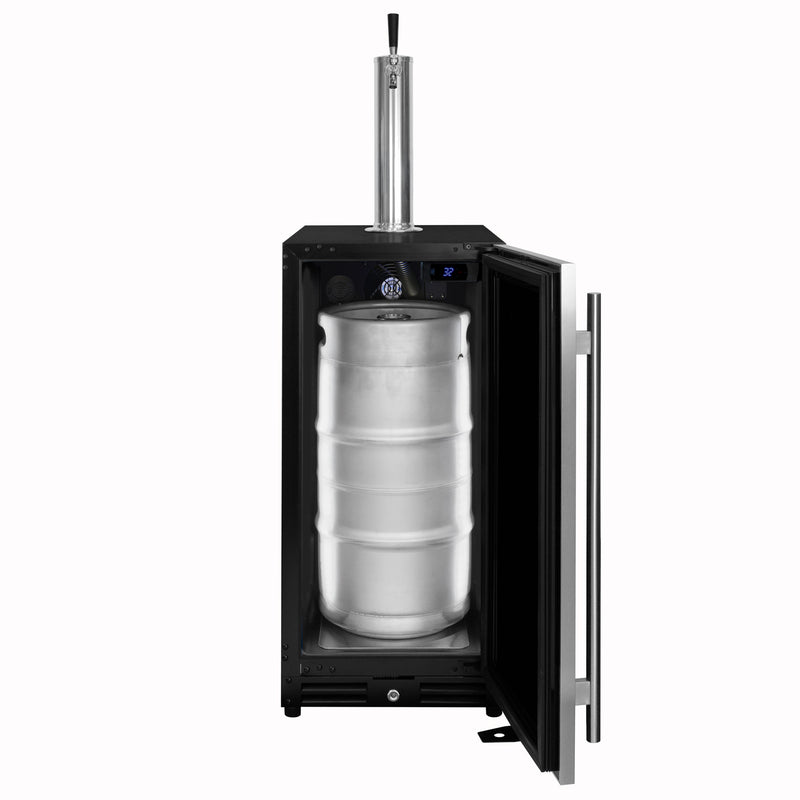 Kegco 15" Wide Undercounter Homebrew Stainless Steel Door Built-In Right Hinge Kegerator