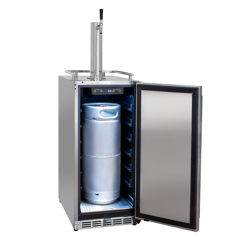 Kegco 15" Wide Outdoor Single Tap Stainless Steel Built-In Commercial Kegerator HK-15-SS