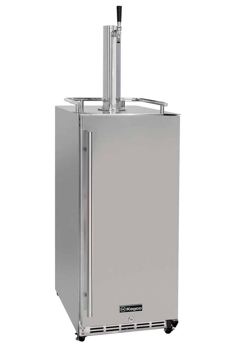 Kegco 15" Wide Outdoor Single Tap Stainless Steel Built-In Commercial Kegerator HK-15-SS