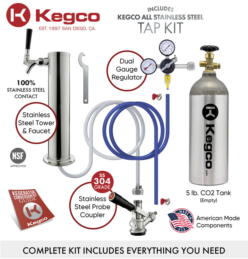 Kegco 15" Wide Outdoor Single Tap Stainless Steel Built-In Commercial Kegerator HK-15-SS