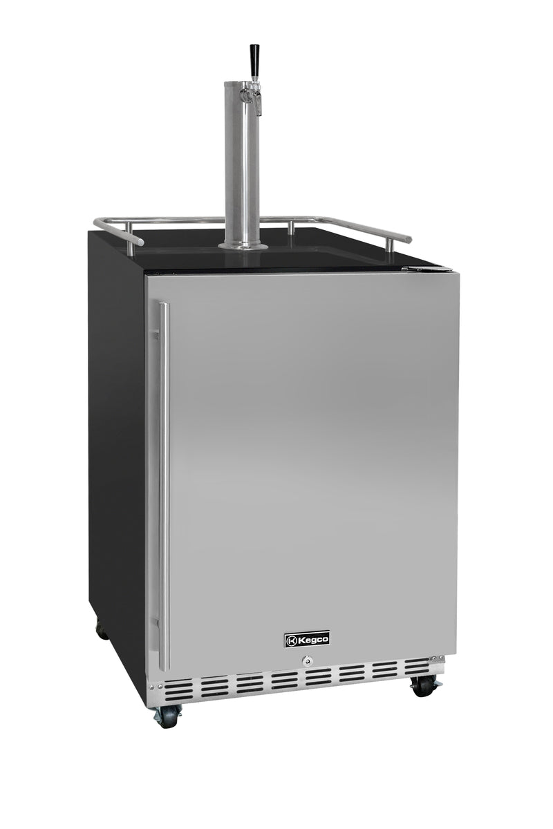Kegco 24" Wide Single Tap Stainless Steel Commercial Built-In Right Hinge Digital Kegerator with Kit