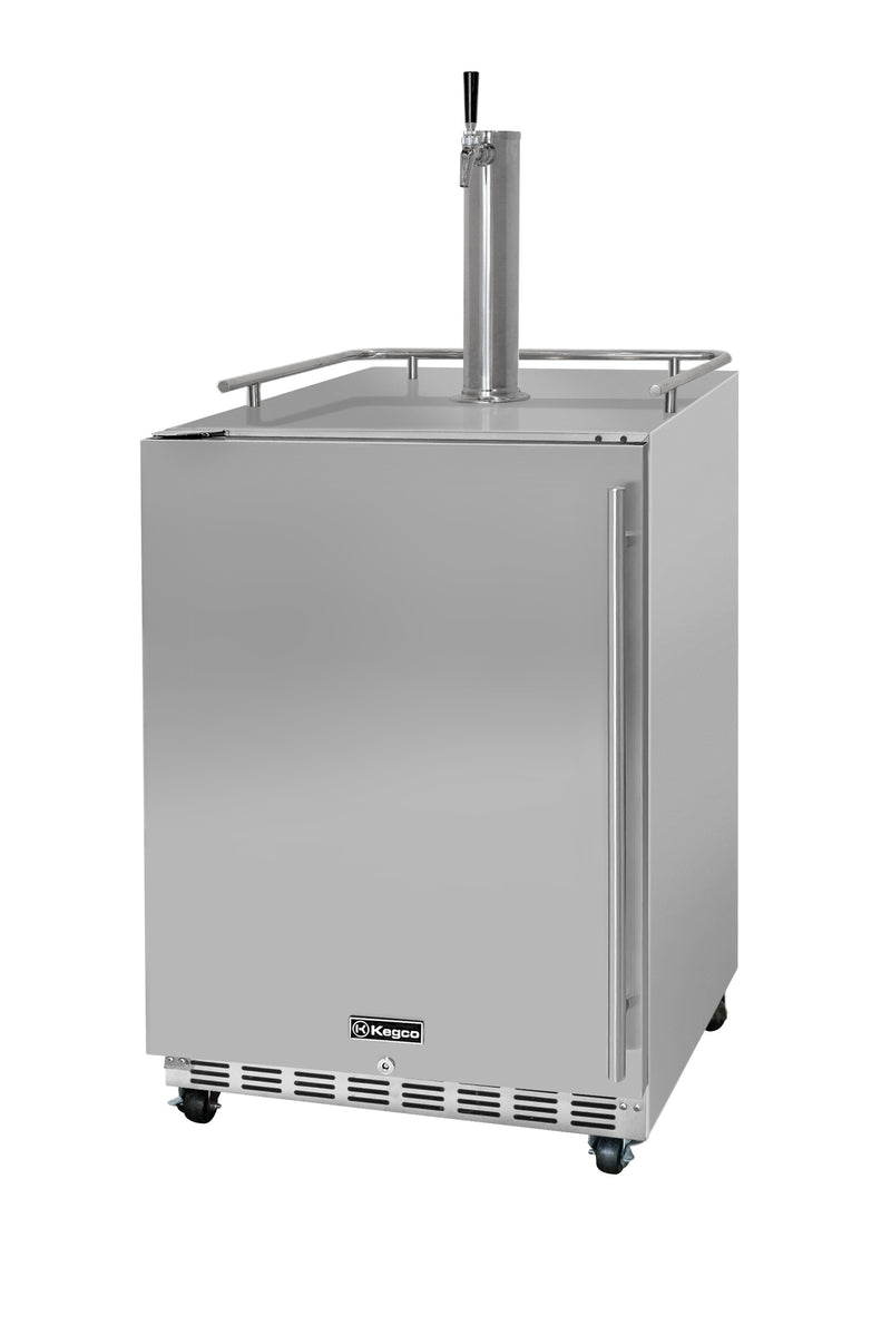 Kegco 24" Wide Outdoor Single Tap Commercial Left Hinge Kegerator with Kit