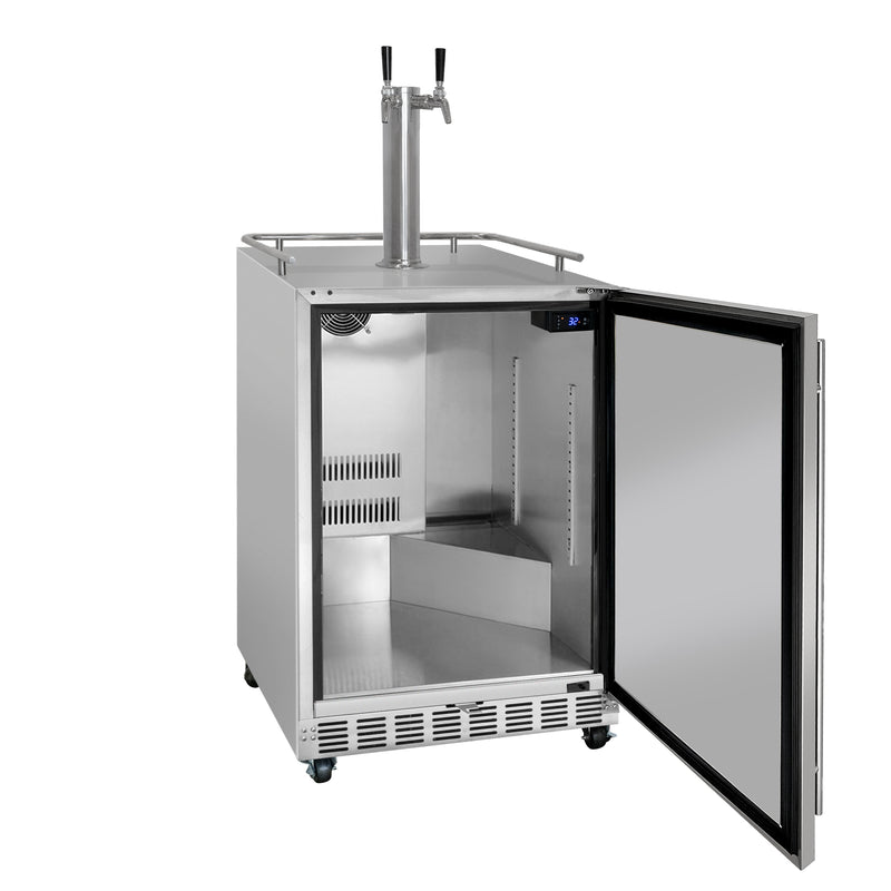 Kegco 24" Wide Outdoor Dual Tap All Stainless Steel Commercial Right Hinge Kegerator with Kit