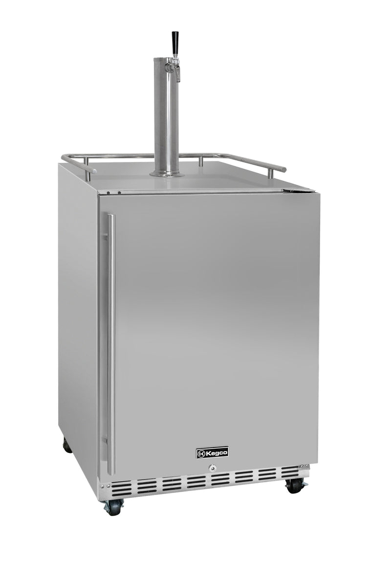 Kegco 24" Wide Outdoor Single Tap All Stainless Steel Commercial Right Hinge Kegerator with Kit