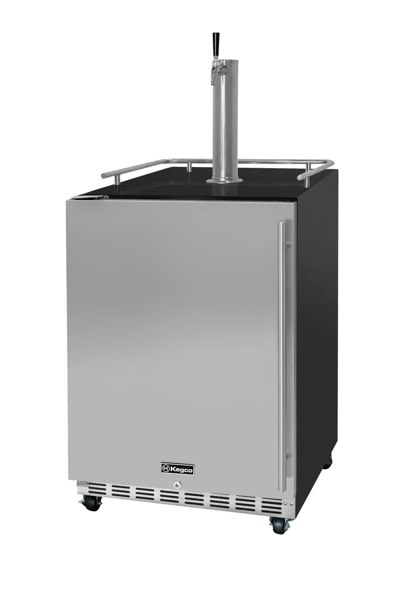 Kegco 24" Wide Single Tap Stainless Steel Commercial Built-In Left Hinge Kegerator with Kit