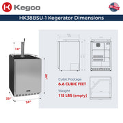Kegco HK38BSU-1 Kegerator dimensions