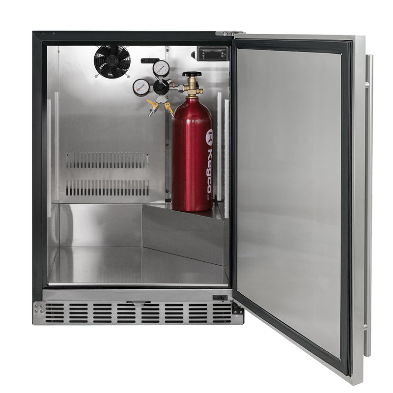 Kegco 24" Wide Triple Tap Stainless Steel Built-In Right Hinge Kegerator with Kit