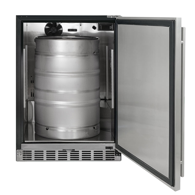 Kegco 24" Wide Triple Tap Stainless Steel Built-In Right Hinge Kegerator with Kit