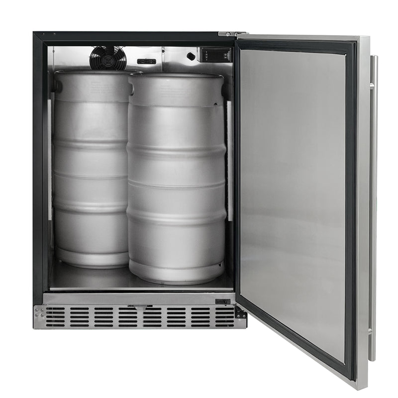 Kegco 24" Wide Triple Tap Stainless Steel Built-In Right Hinge Kegerator with Kit