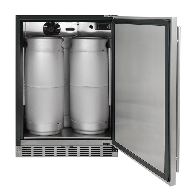 Kegco 24" Wide Triple Tap Stainless Steel Built-In Right Hinge Kegerator with Kit