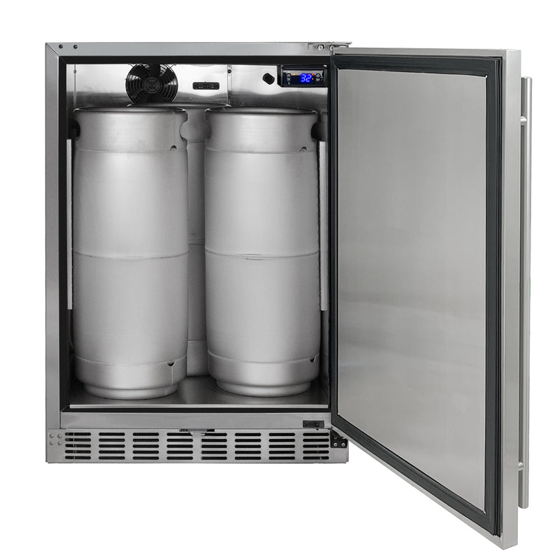 Kegco 24" Wide Outdoor Single Tap All Stainless Steel Commercial Right Hinge Kegerator with Kit