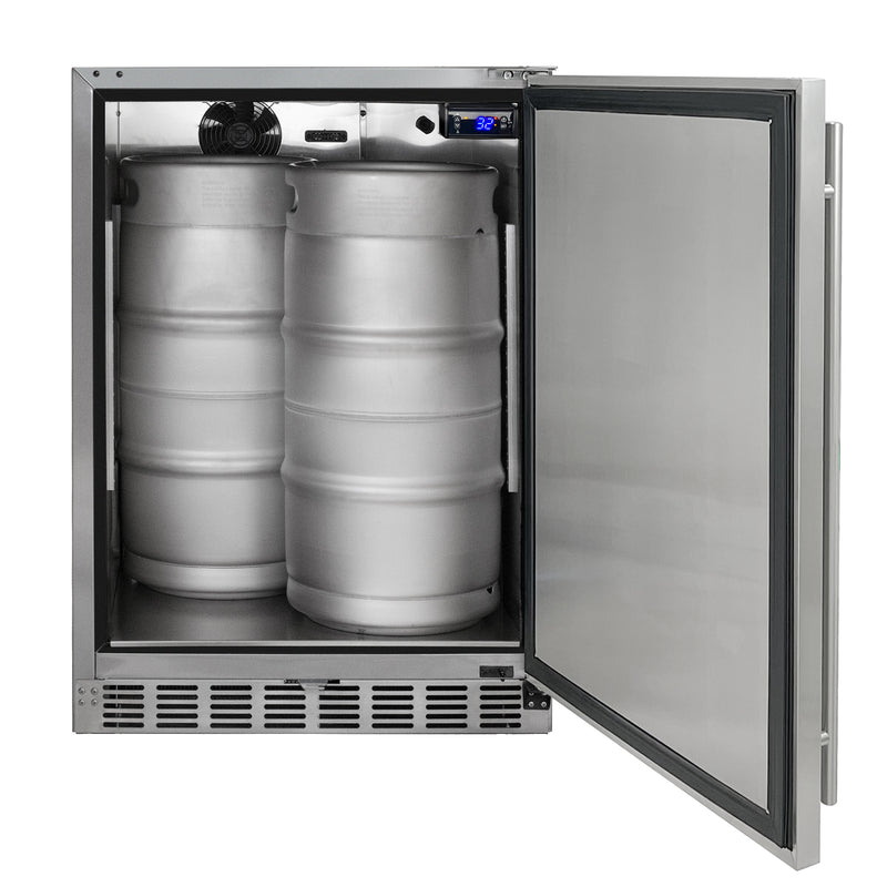 Kegco 24" Wide Outdoor Dual Tap All Stainless Steel Commercial Right Hinge Kegerator with Kit