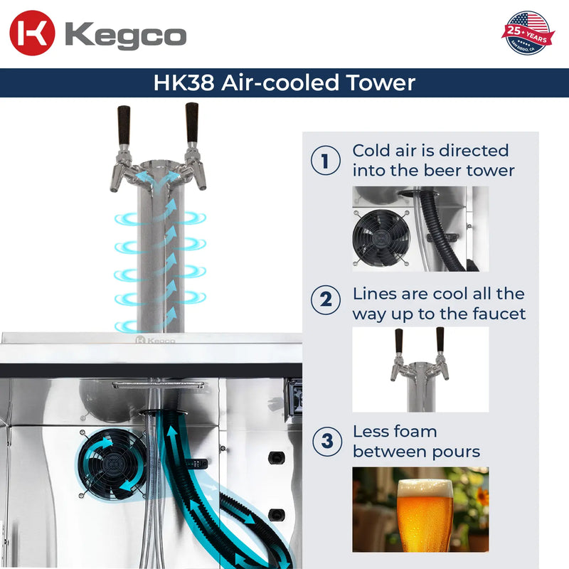 Kegco 24" Wide Outdoor Dual Tap All Stainless Steel Commercial Right Hinge Kegerator with Kit