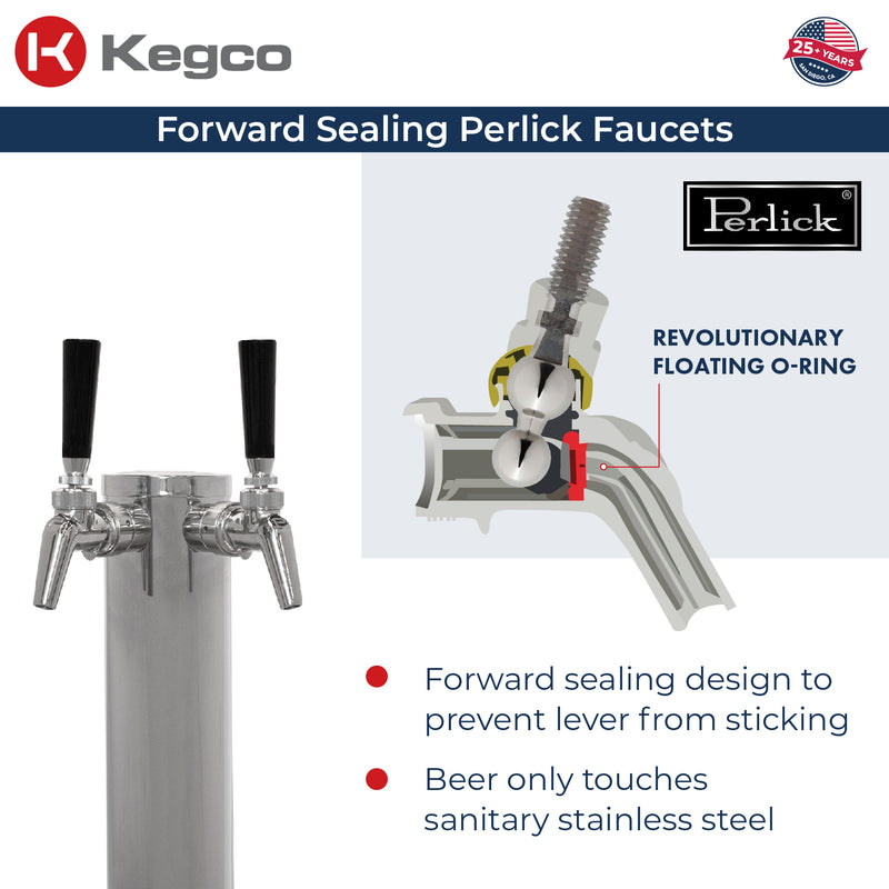 Kegco 24" Wide Outdoor Dual Tap All Stainless Steel Commercial Right Hinge Kegerator with Kit