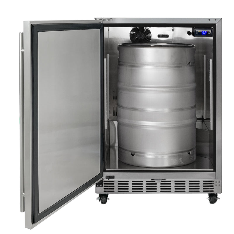 Kegco 24" Wide Outdoor Single Tap Commercial Left Hinge Kegerator with Kit