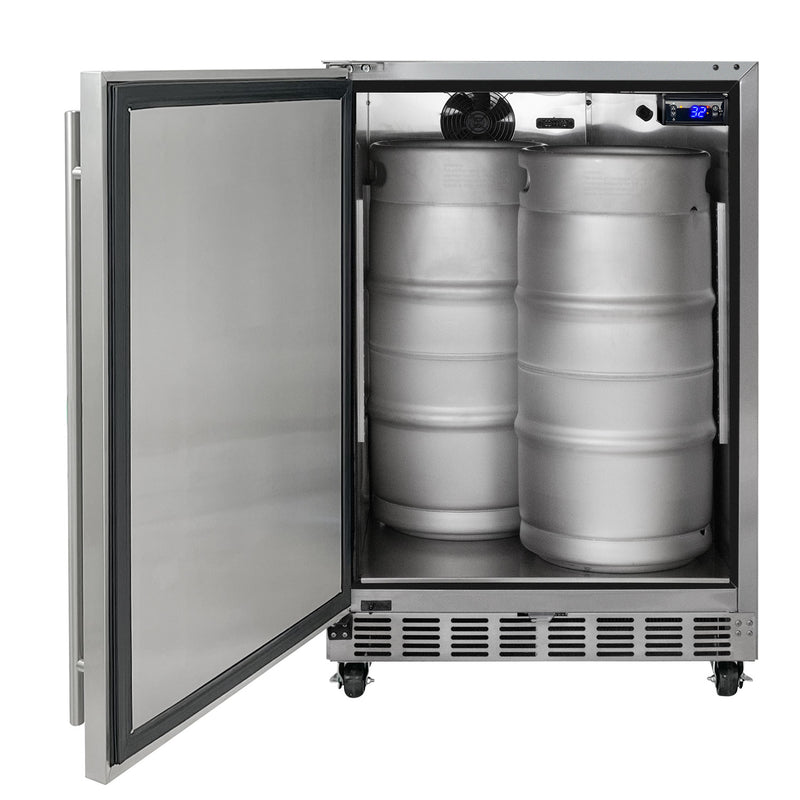 Kegco 24" Wide Outdoor Single Tap Commercial Left Hinge Kegerator with Kit