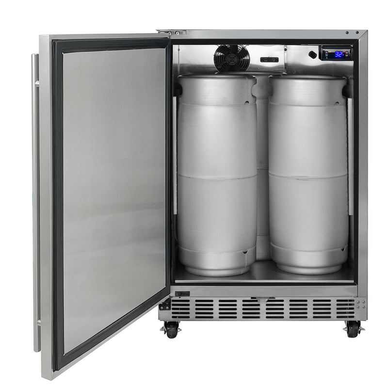 Kegco 24" Wide Outdoor Single Tap Commercial Left Hinge Kegerator with Kit
