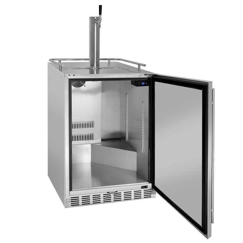 Kegco 24" Wide Outdoor Single Tap All Stainless Steel Built-In Right Hinge Kegerator with Kit