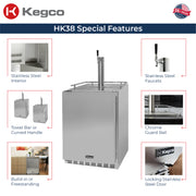 Kegco HK38SSU-L-1 left hinge kegerator features