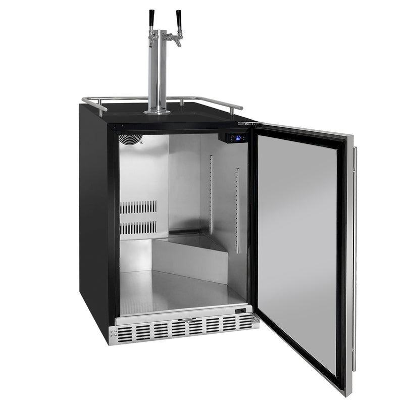 Kegco 24" Wide Cold Brew Coffee Dual Tap Black Commercial Built-In Right Hinge Kegerator