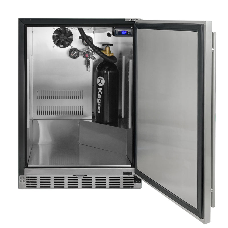 Kegco 24" Wide Cold Brew Coffee Dual Tap Black Commercial Built-In Right Hinge Kegerator