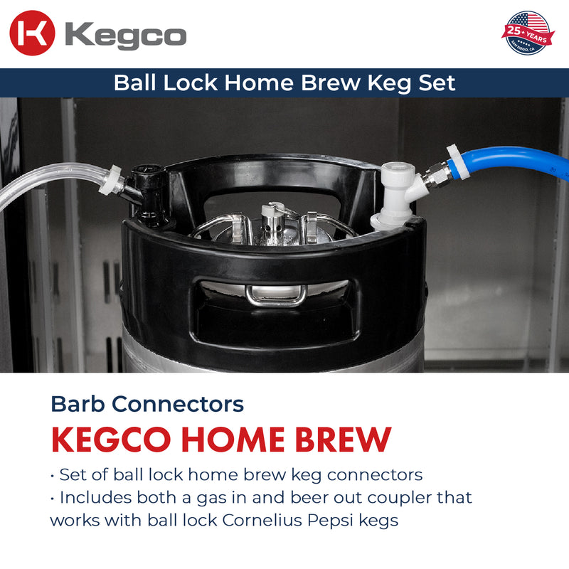 Kegco 24" Wide Cold Brew Coffee Dual Tap Black Commercial Built-In Right Hinge Kegerator