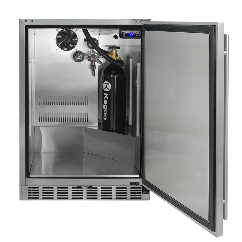 Kegco 24" Wide Outdoor Cold Brew Coffee Single Tap All Stainless Steel Built-In Right Hinge Kegerator