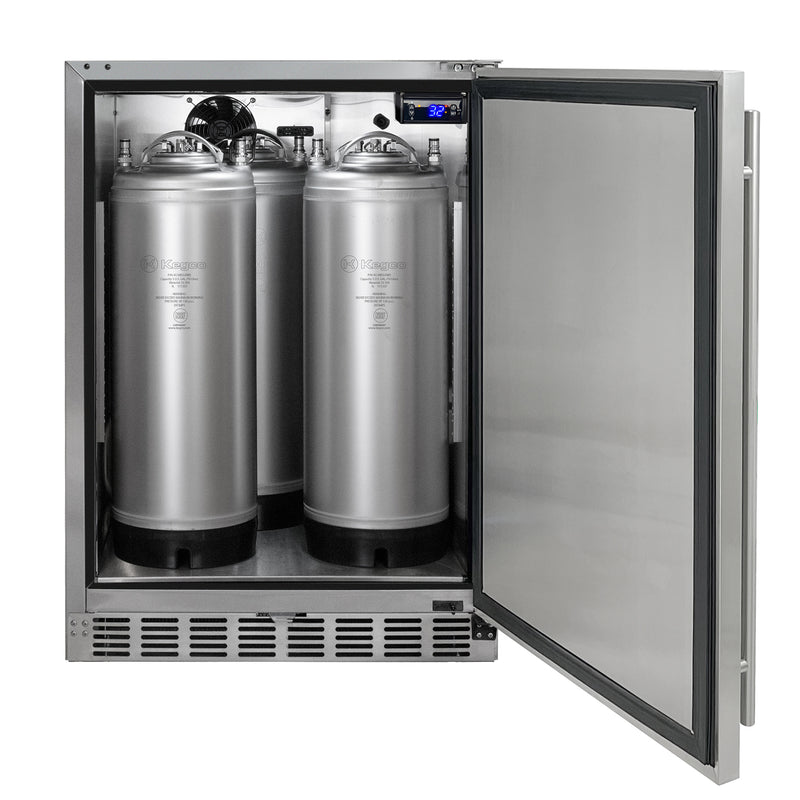 Kegco 24" Wide Outdoor Cold Brew Coffee Single Tap All Stainless Steel Built-In Right Hinge Kegerator