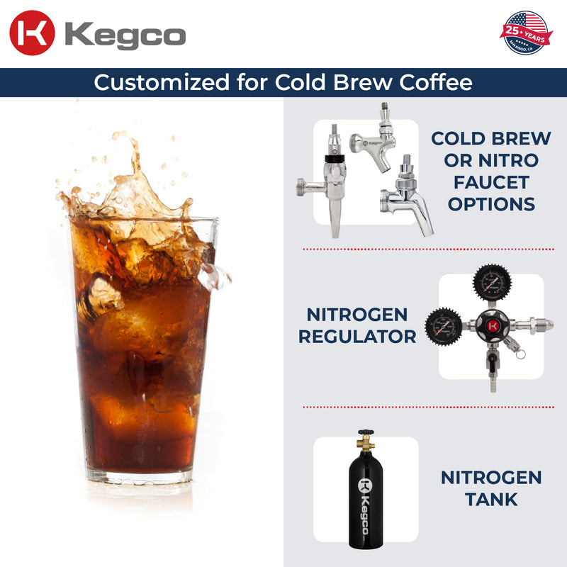 Kegco 24" Wide Outdoor Cold Brew Coffee Single Tap All Stainless Steel Built-In Right Hinge Kegerator
